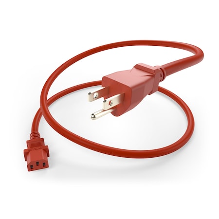 Unirise Usa, Llc 1Ft Power Cord 5/15P - C13 10Amp Red PWCD-515PC13-10A-01F-RED